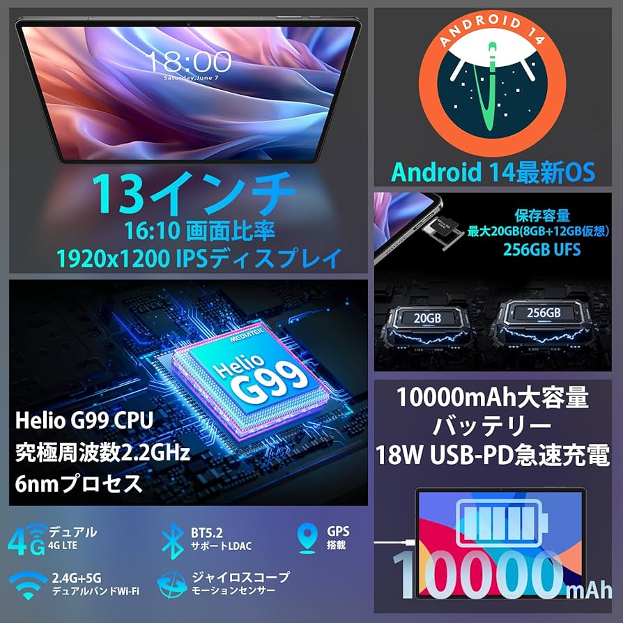 TECLAST T65 13インチ Android 15 タブレット 120Hz Amazon.co.jp: TECLAST T65 13 インチ タブレット 120Hz 画面